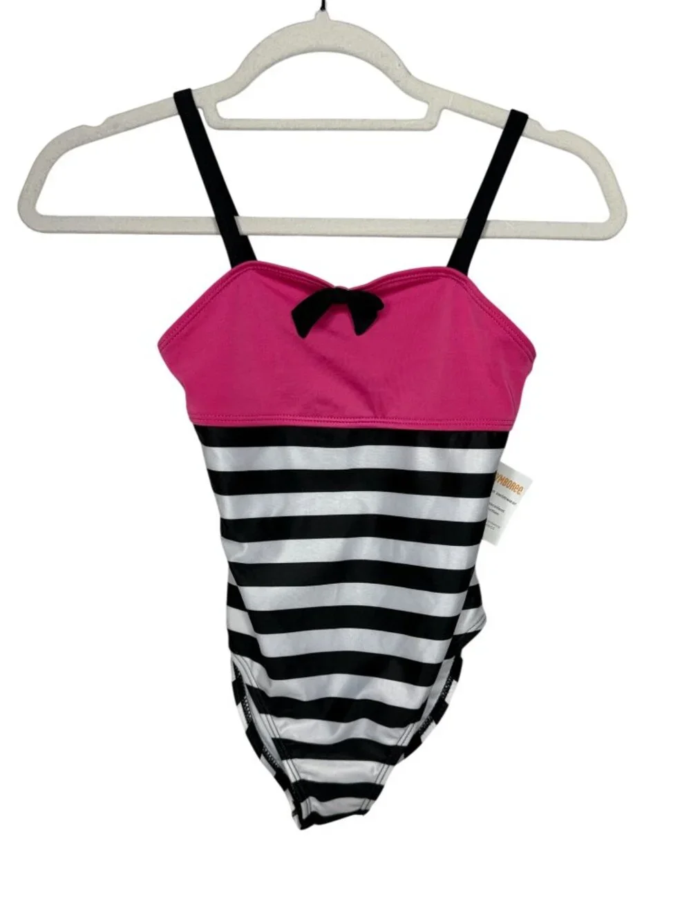 Gymboree Girls 7-8 Pink Striped Bow One Piece Swimsuit NWT